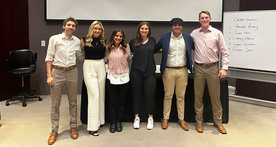 The 2023 Presenter of the Year finalists are (L-R) Logan Williams, Darby Marion, Summer Wolfe, Hannah Murphy, Aman Patel and Carter Stainton.
