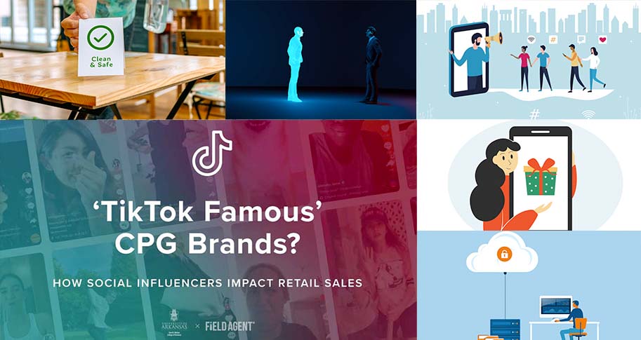In Case You  Missed It: Our Top Consumer Behavior Articles (Image Text: "TikTok Famous CPG Brands: How Social Media Influencers Impact Retail Sales"; "Clean & Safe")