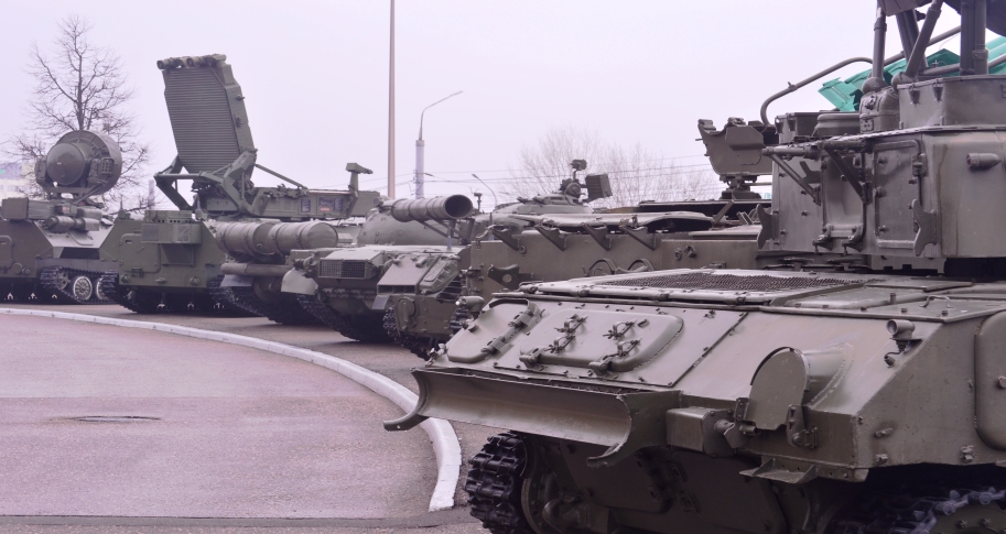 Russian tanks on display.
