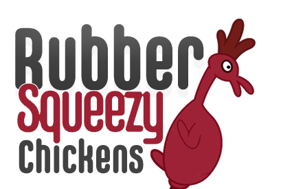 rubber squeezy chickens logo
