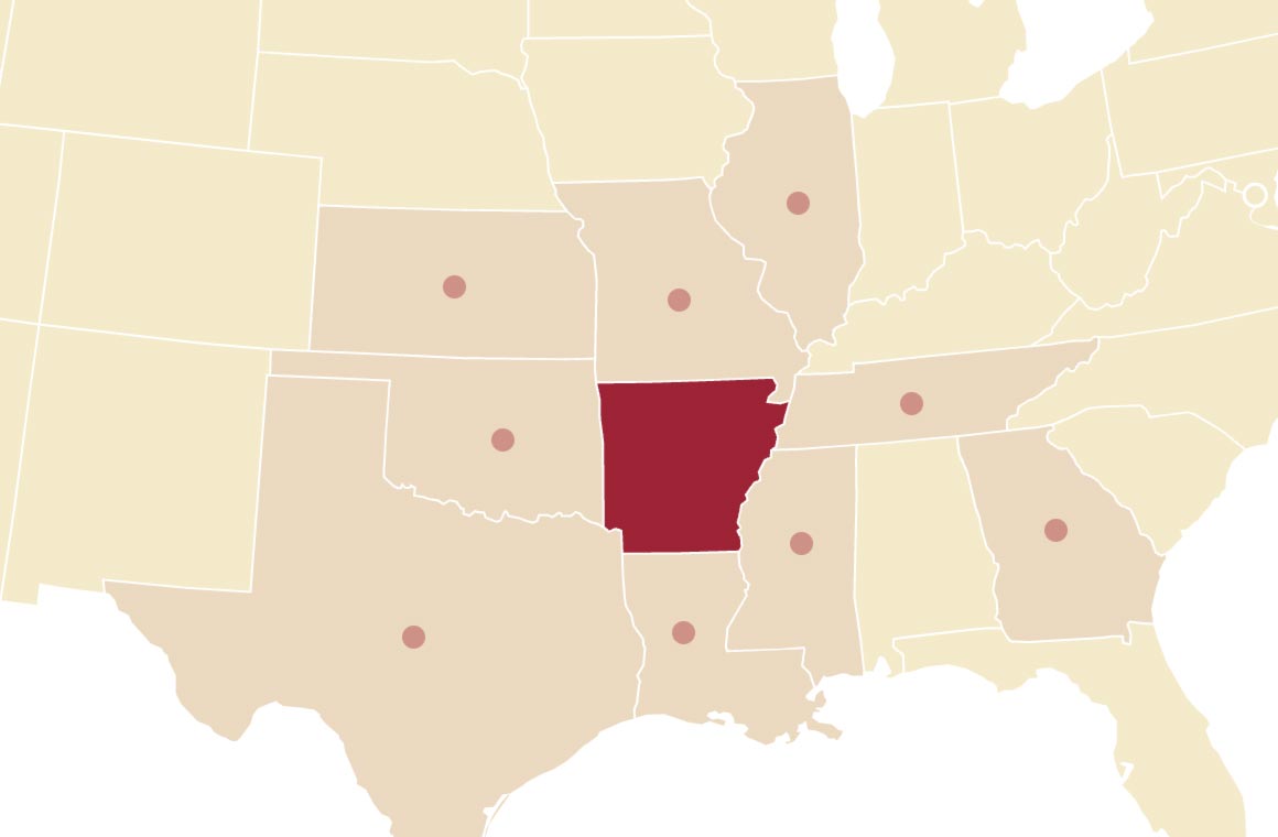 States surrounding Arkansas