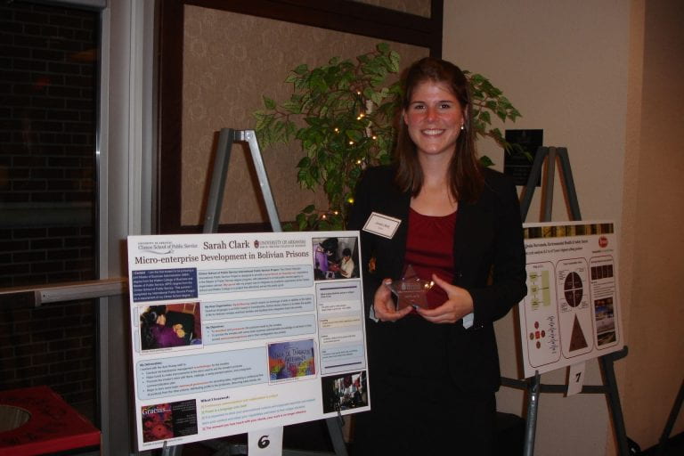 McBroom wins award for her 2009 MBA Presentation on her summer internship project, Micro-enterprise Development in Bolivian Prisons.