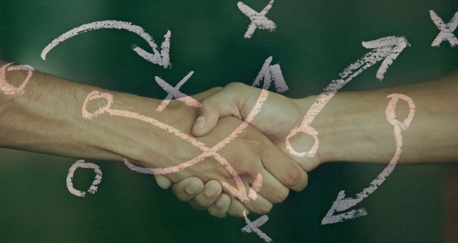 Handshake with arrows: Building Trust in Business: Strategies for Maintaining Credibility