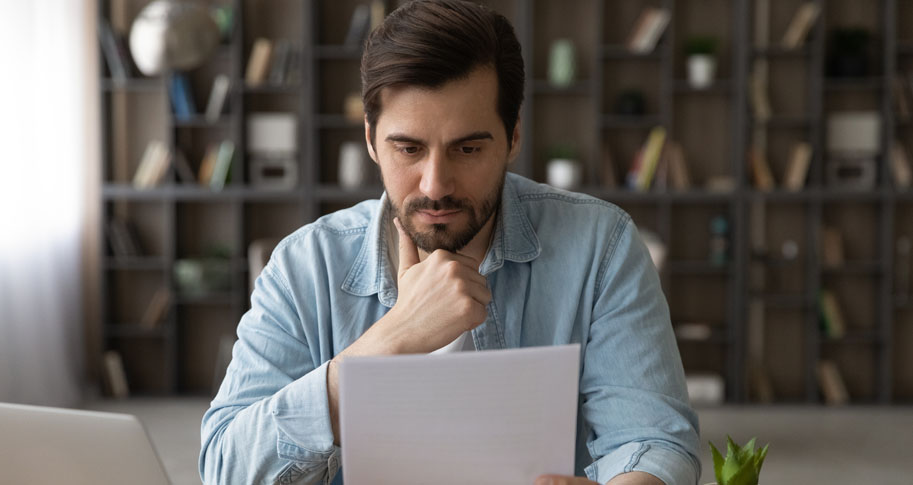 Businessman reading a document