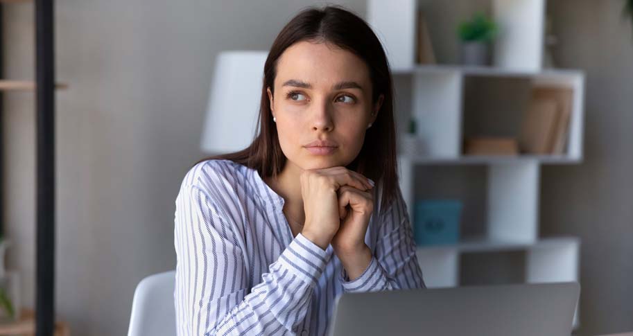 Female student sitting at computer 