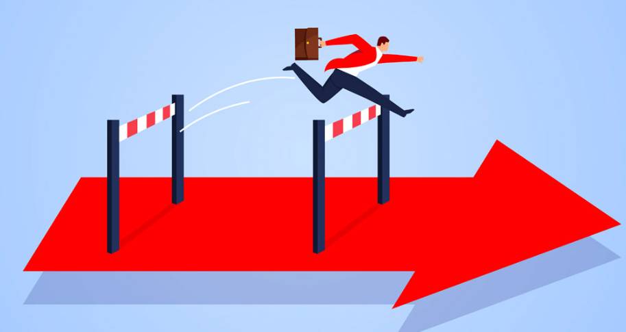graphic image of man jumping over hurdles