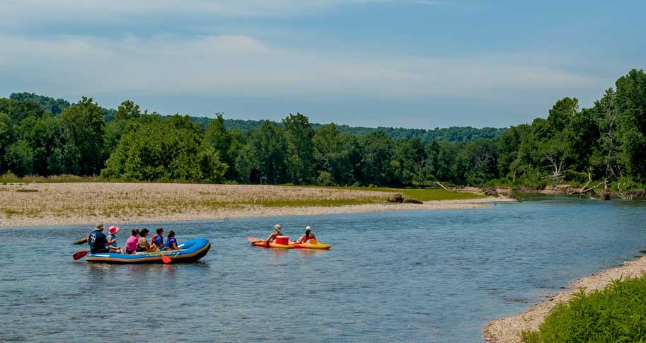 People floating on a river