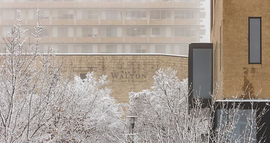 Walton College in the winter