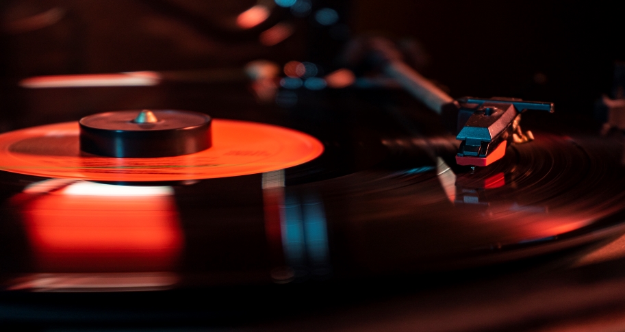 Vinyl record on a turntable