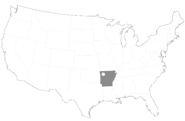 US map showing location of Arkansas