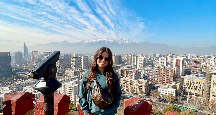 Sydney Dunavant overlooking the Santiago, Chile, skyline.