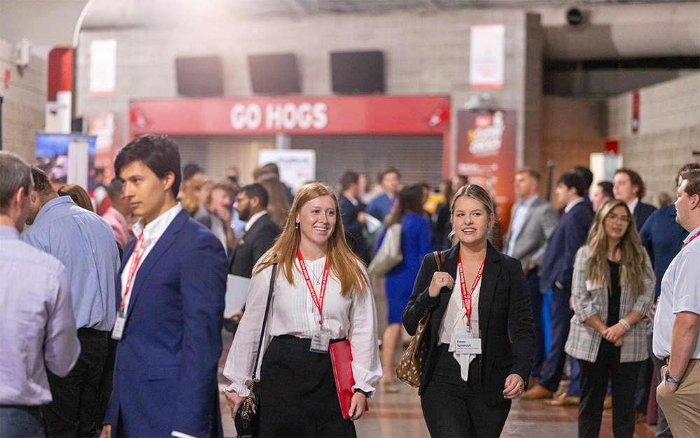 Students at the Walton College career fair