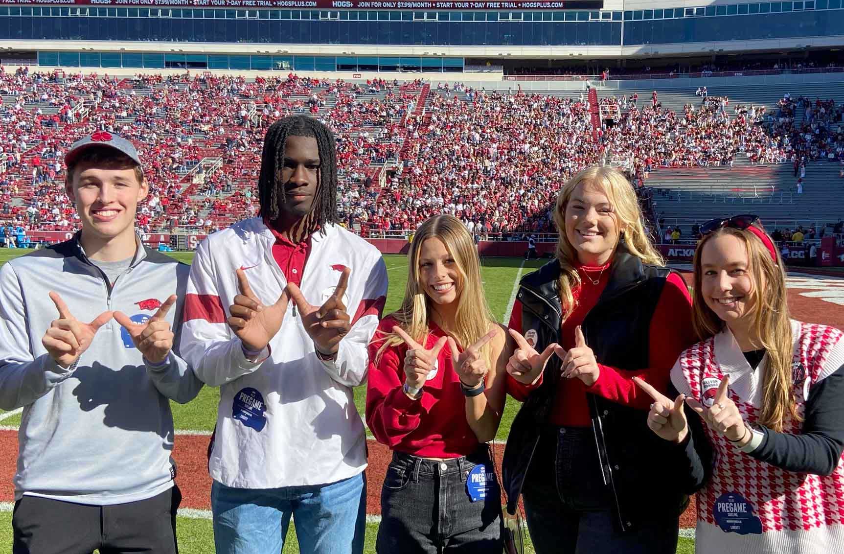 Walton Honors students at Razorback Stadium